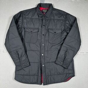 PENDLETON  Men's Flannel Lined Buffalo Quilted Shirt Jacket Black M Snap Shacket